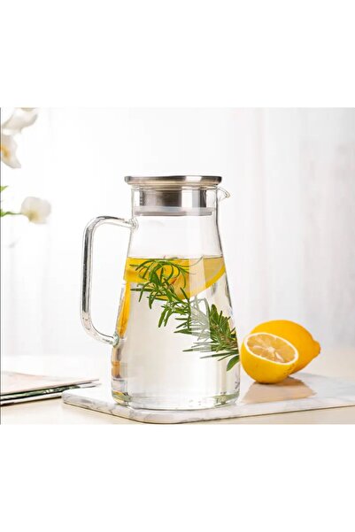 EveFix Metal Vakumlu Sızdırmaz Kapaklı Isıya Dayanıklı Borosilikat Cam Sürahi...