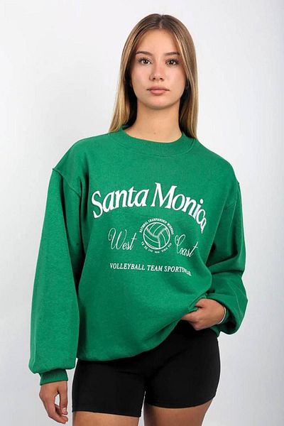 Seeh Hanorac oversize cu model verde cu decolteu triplu SH115