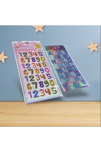 Ayver Pachet de 2 autocolante adezive colorate cu alfabet și numere umplute c...