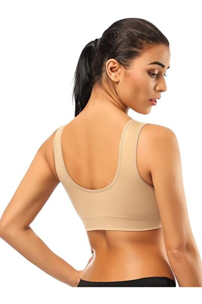 EMBA BUTİK Chest Gathering Thick Straps Without Pad Bra Corset Sports Bra Bustier Half Tank Top