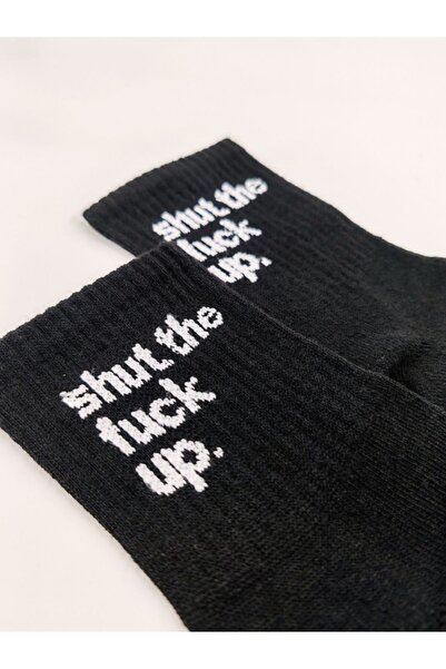 Shuttle Park Унисекс комикси Модни чорапи с надпис „Млъкни, по дяволите“