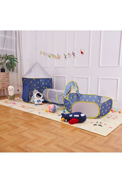 MJ TOYS 3'ü 1 Arada Çocuk Çadırı-Taşınabilir Kamp Alanı,Top Oyunları ve Taram...