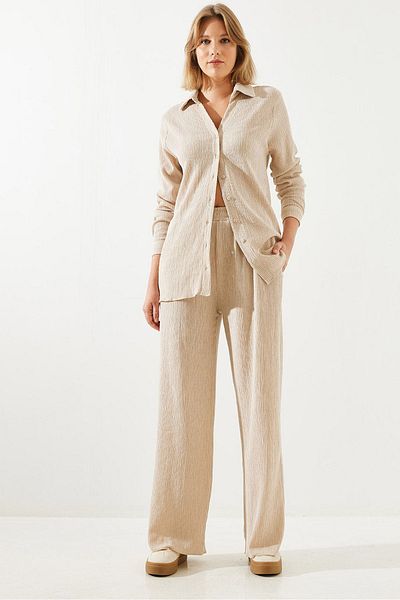 Bianco Lucci Women's Palazzo Pants Wrapped Fabric Top and Bottom Set 60251785