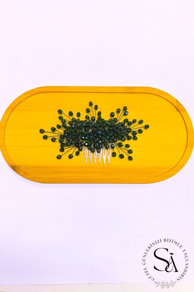 SimgeAksesuar اللون الأخضر اليدوية كريستال حجر الخطوبة وإبزيم الحناء