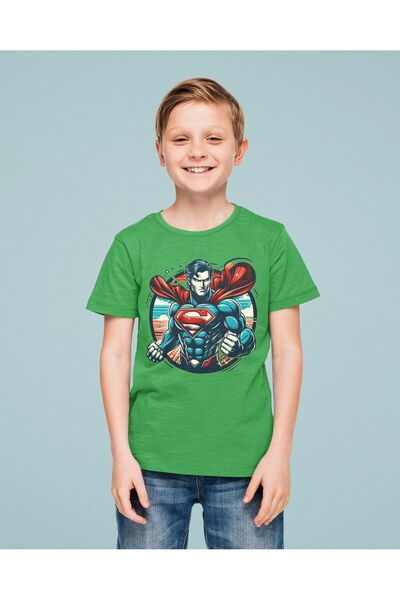 SEDİRLİ Tricou de vară pentru copii din bumbac pieptănat cu imprimeu Superman