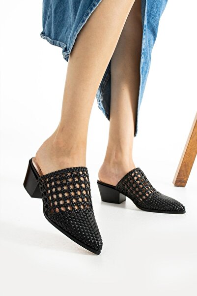 FOLLİNİ Черни дамски чехли от естествена кожа