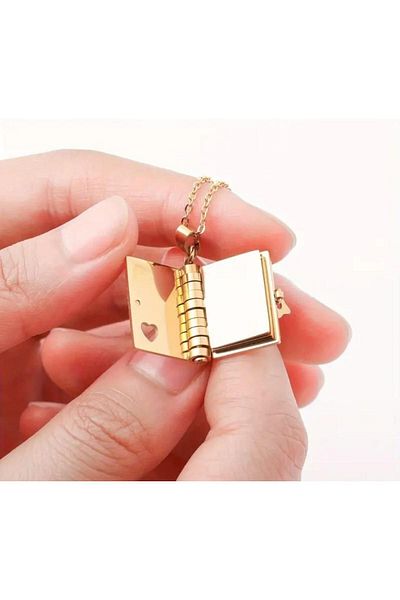 SONES Book Gold Opened Leaf Steel Necklace |   Sns2029031 Go to Dear Mother