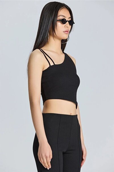 World Fashion Trends WFT2586 Black Crop - Curea dublă detaliată