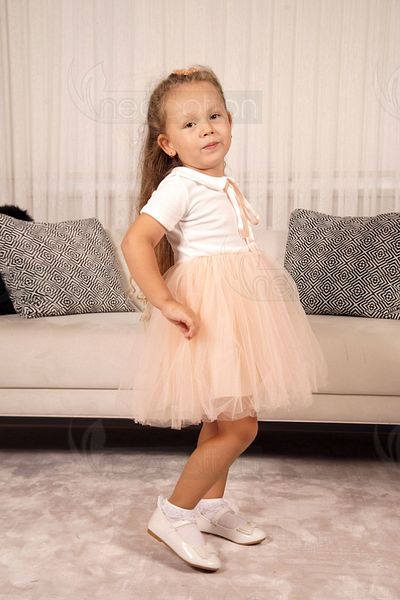 neocotton Rochie cu mânecă scurtă pentru fetiță, căptușită cu tul pentru bebeluși