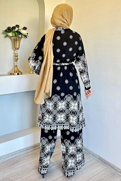 julude Κιμονό Hijab Viscose και Σετ δύο τεμαχίων με μαύρο σχέδιο