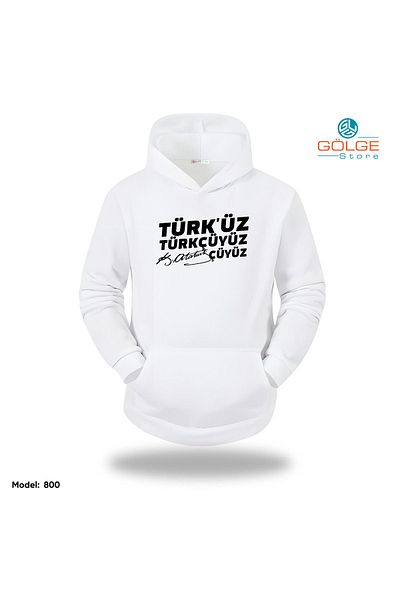 Gölge Store Φούτερ με κουκούλα Ataturk με στάμπα μεγάλου μεγέθους Unisex