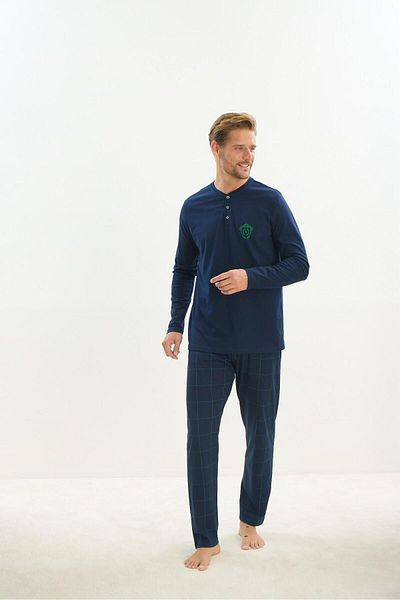 Sevim Ανδρική μακρυμάνικη πιτζάμες Navy Blue - C3T1N5O9