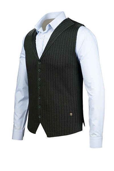 Çizgi Triko Stripe Knitwear Men's Buttoned Sports / Classic Knitwear Knitted Sleeveless Vest - 5008Ls