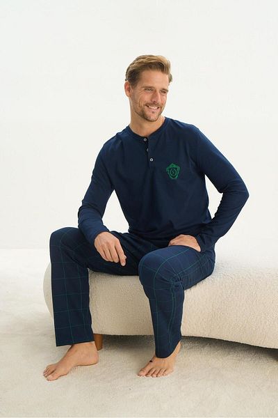 Sevim Ανδρική μακρυμάνικη πιτζάμες Navy Blue - C3T1N5O9