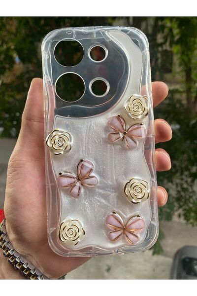 AQUA AKSESUAR Xiaomi Redmi Note 13 Pro 4G Uyumlu Kılıf 5D Kabartmalı Kelebek ...