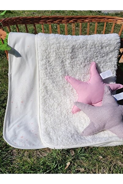 Alpar Tekstil Plush Welsoft Winter-Spring Double Sided Layered Baby Girl Blanket / Pink with Stars