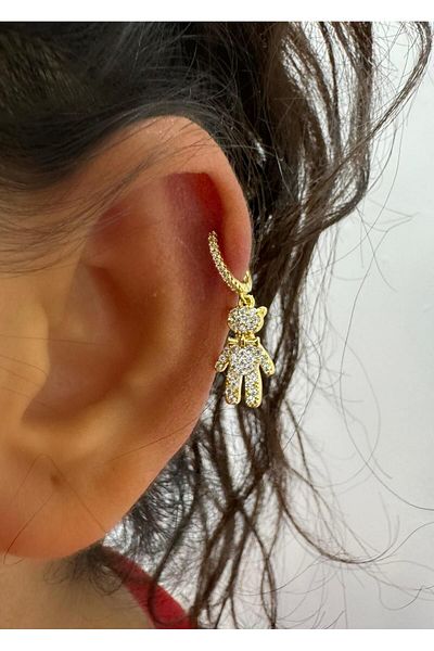 Arescollection Zircon Stone Helix Cartilage and Matching Hoop Piercing Earrings - 1 Piece