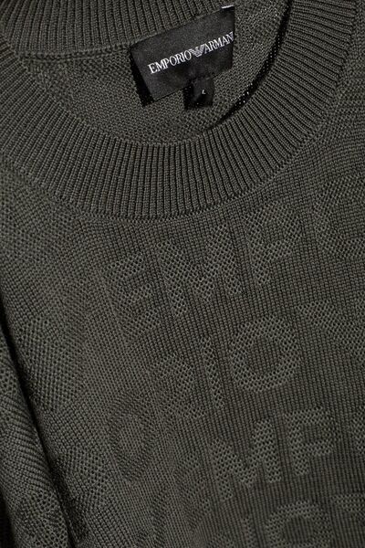 Emporio Armani Crew Neck 100% Wool Men's Sweater - Jacquard, Regular Fit Pullover 6D1Mxk 1Mjnz 06K0