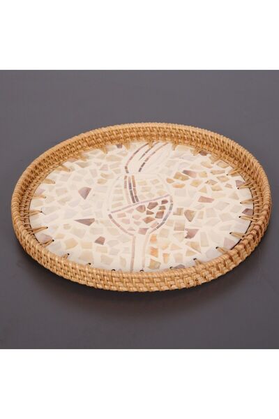 Mylamp Anita 30 X3 cm Pearlescent Rattan Tray & Wall Decor