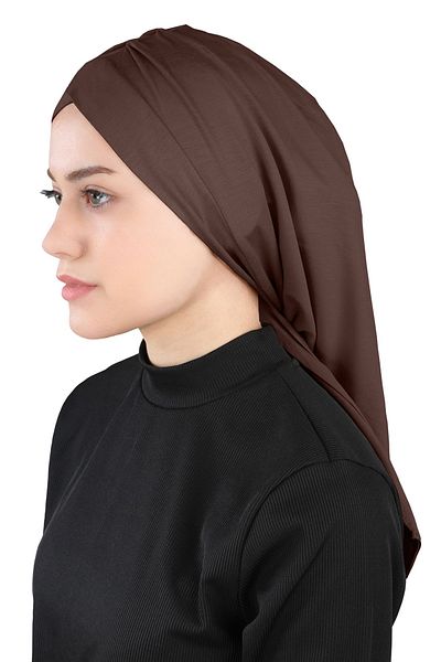 Ecardin Pleated Isra Series Comfortable Cross Turban - St 396 Light Brown