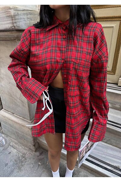 LB Laluna Butik Plaid Patterned Women's Stitched Shirt - Casual Fit