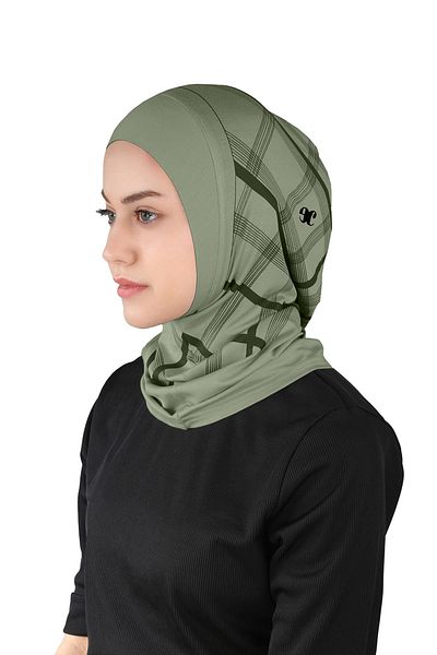 Ecardin Τουρμπάνι με χακί καρό σχέδιο Visca Series Plain Hijab - St 315