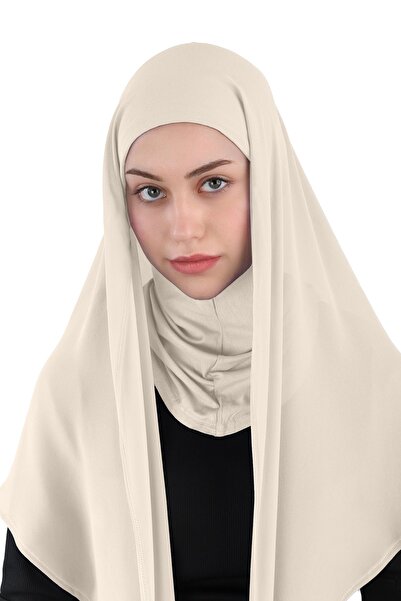Ecardin Ανοιχτό μπεζ Hijab Chiffon Oval Scarf Turban - St 111