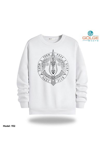 Gölge Store Viking Chest Printed Slimfit Crew Neck 2 Thread Unisex Sweatshirt