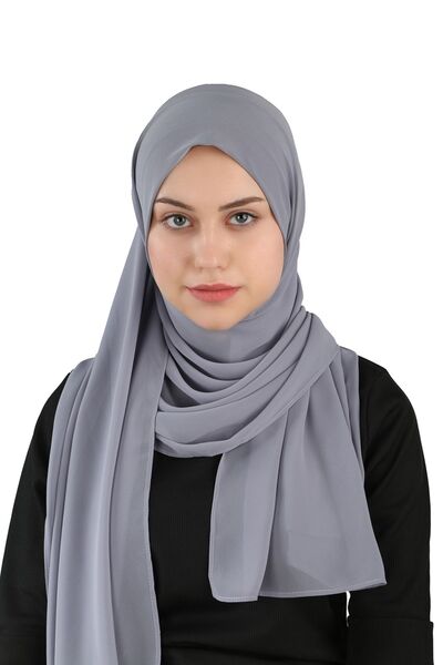 Ecardin شال شيفون عملي جاهز من قماش ساندي - St 120 رمادي داكن