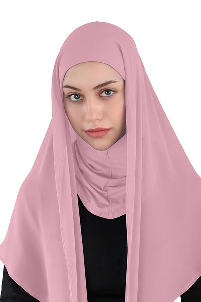 Ecardin Pink Chiffon Oval Scarf Turban - Hijab - St 111
