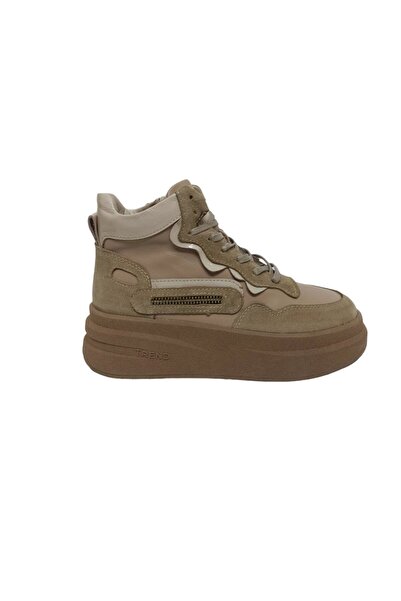 ALBİNİ ALBİNİ BEJ DERİ KADIN SNEAKER BOT AYAKKABI