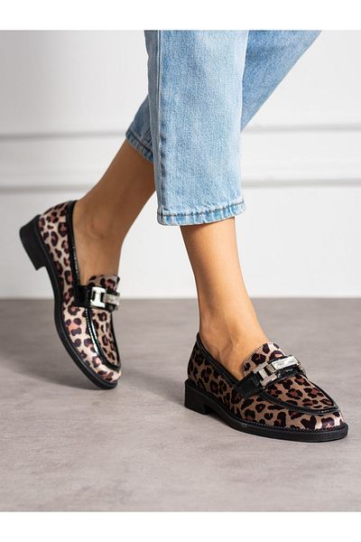 Alemdar Shoes Дамски мокасини с леопардов шарен черен цвят PİER
