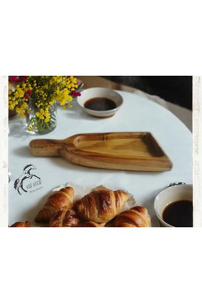 Krb Ahsap Natural Wooden Presentation and Board - Breakfast Plate and Snack Bowl