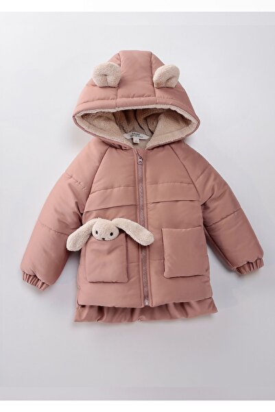 Genel Markalar Pelüş Tavşanlı Polar Kalın Kız Çocuk Kaban