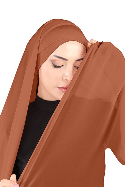 Ecardin Şal încrucişat din şifon cu capcană de culoare cărămidă - St 392