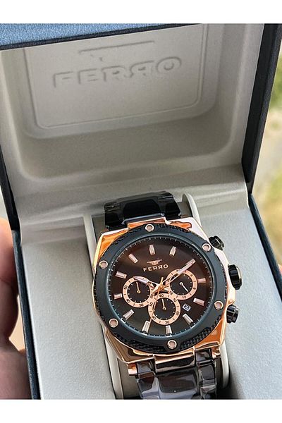 FERRO 30 Mt Waterproof Steel Cord Men's Wrist Watch - with Calendar Efm31397-R