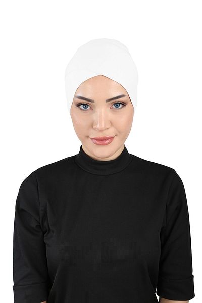 Ecardin White Sports Tie-Cross Bonnet - St 048