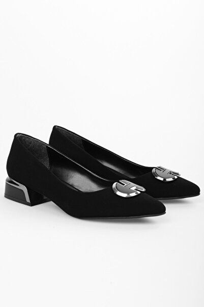 Shoeberry Dámské baleríny Siena Black Suede - spona