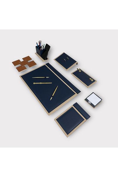 Eren Ofis Luxury Desk Mat with Memo Pad Notebook Belly Leather Table Set
