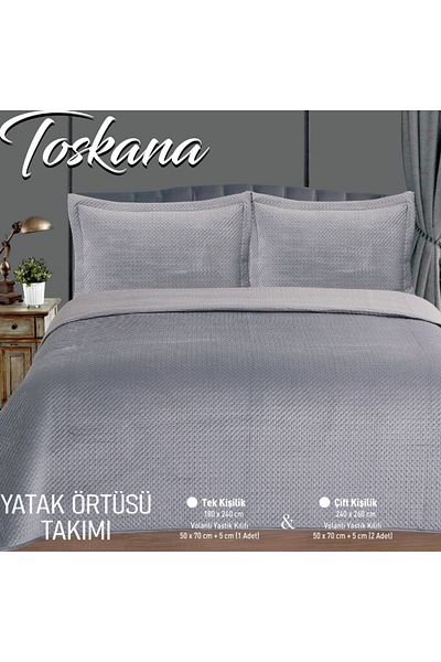 YGT Home Tuscany Velvet Bedspread Set - Double, Gray, 240X260 |   Flywheel Pillow