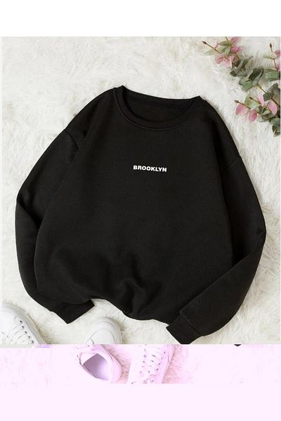 LEONE Black Sweat Brooklyn Printed Oversize