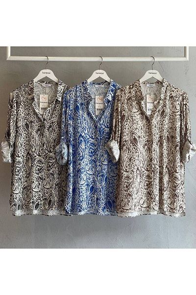Hanezza Plus Size Eolie Viscose Shirt - Patterned