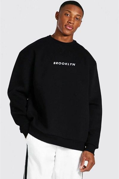 LEONE Black Sweat Brooklyn Printed Oversize