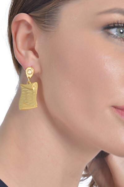 LABALABA Kadın Altın Renk Kaplama Çivili Model Lugat Küpe