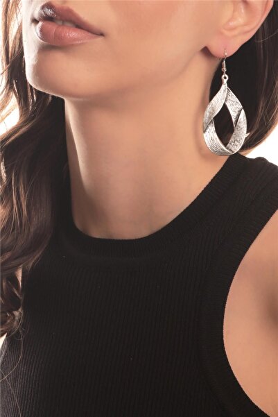 LABALABA Kadın Antik Gümüş Kaplama Sallantılı Model Burgulu Damla Formlu Küpe