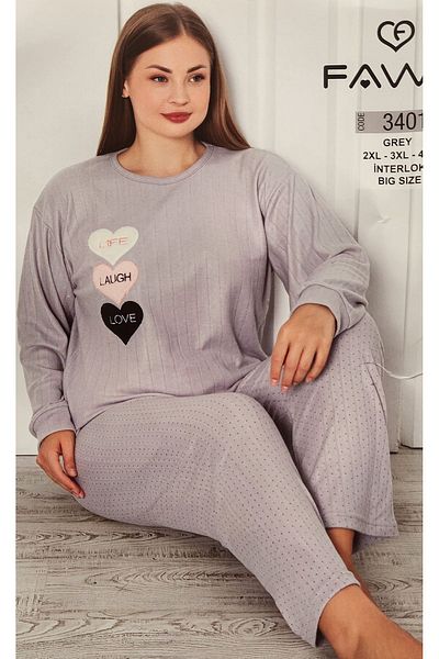 FAWN Plus Size Interlock Mother Pajamas Set 3401