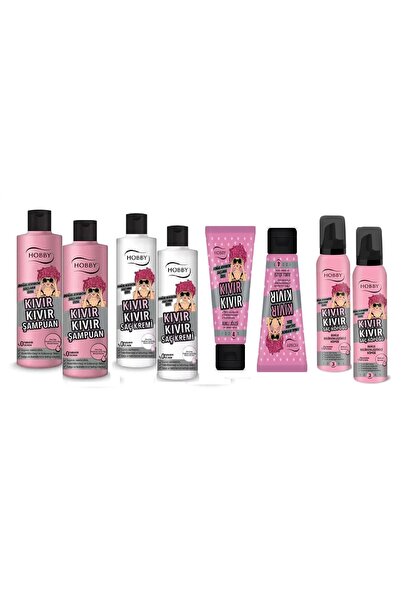Hobby Kıvırcık Saçlara Özel Set, 8 Parça (ŞAMPUAN, SAÇ KREMİ, JÖLE, SAÇ SPREYİ)