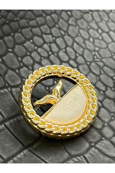 ODDA TASARIM ATÖLYESİ Luxury Dolphin Fish with Chain and Yellow Crystal Stones - Multi Special Button with Tail (1 Piece)