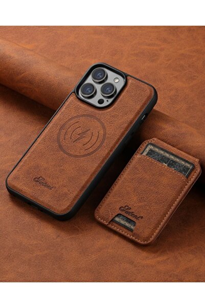 KILIF HOUSE Iphone 15 Uyumlu Lens Hediyeli Standlı Cüzdanlı Deri Magsafe Kılıf