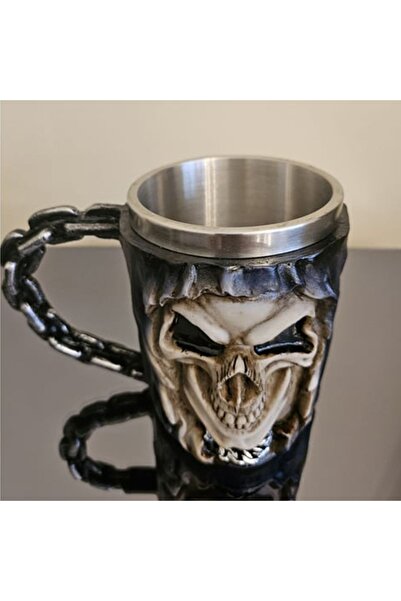 hediyesahibi Ghost Rider Embossed Mug 3D Carved Stainless Steel Mug